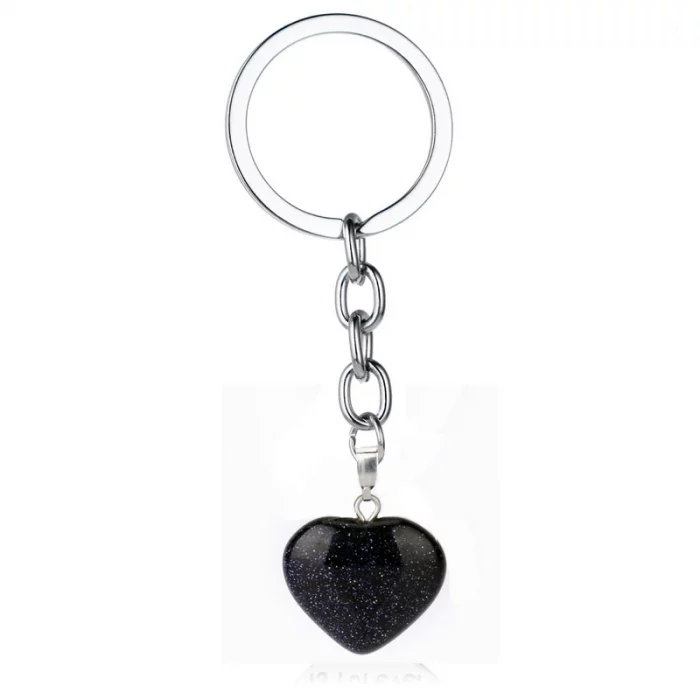 Natural Heart Stone Rose Quartz Keychain Crystal Healing Energy Opall Key Chain Ring On Bag Jewelry Wedding Party Gift - Image 5