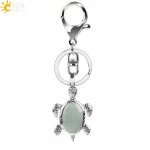CSJA Natural Crystal Stone Turtle Pendant Car Keychains for Ladies Men Bag Decoration Keyrings Buckle Holder Christmas E814 - Image 3