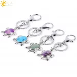 CSJA Natural Crystal Stone Turtle Pendant Car Keychains for Ladies Men Bag Decoration Keyrings Buckle Holder Christmas E814 - Image 4
