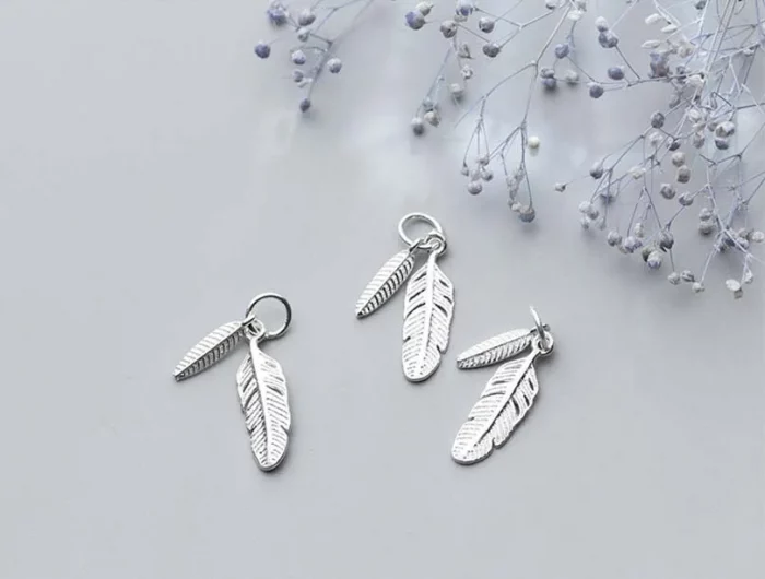 Fashion Classic Feather Design Charms 925 Sterling Silver Men Women Jewelry Accessories DIY Earrings Necklace Pendant Materials - Image 4