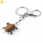 CSJA Natural Crystal Stone Turtle Pendant Car Keychains for Ladies Men Bag Decoration Keyrings Buckle Holder Christmas E814 - Image 5