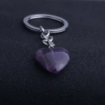 Natural Heart Stone Rose Quartz Keychain Crystal Healing Energy Opall Key Chain Ring On Bag Jewelry Wedding Party Gift - Image 7