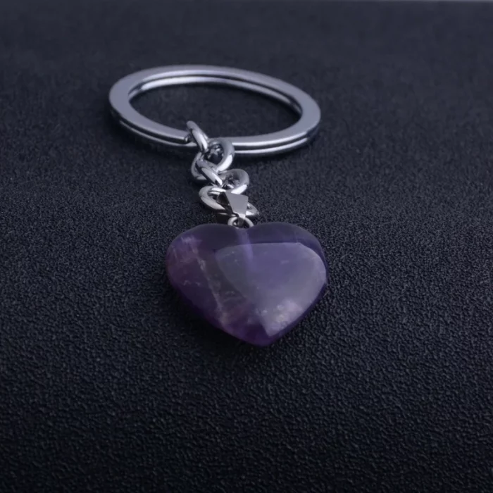 Natural Heart Stone Rose Quartz Keychain Crystal Healing Energy Opall Key Chain Ring On Bag Jewelry Wedding Party Gift - Image 7