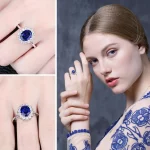 JewelryPalace Princess Diana Created Blue Sapphire 925 Sterling Silver Engagement Ring Ruby Natural Amethyst Citrine Blue Topaz - Image 4