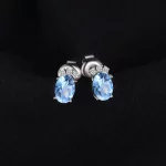 JewelryPalace Crown 1ct Oval Natural Sky Blue Topaz 925 Sterling Silver Stud Earrings for Woman Gemstone Jewelry Birthday Gift - Image 5