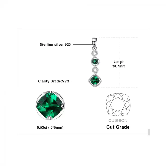 JewelryPalace Created Nano Emerald 925 Sterling Silver Pendant Necklace for Woman Fashion Jewelry Trendy Party Gift No Chain - Image 6