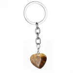 Natural Heart Stone Rose Quartz Keychain Crystal Healing Energy Opall Key Chain Ring On Bag Jewelry Wedding Party Gift - Image 6