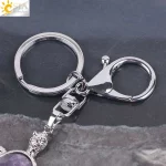 CSJA Natural Crystal Stone Turtle Pendant Car Keychains for Ladies Men Bag Decoration Keyrings Buckle Holder Christmas E814 - Image 6