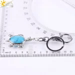 CSJA Natural Crystal Stone Turtle Pendant Car Keychains for Ladies Men Bag Decoration Keyrings Buckle Holder Christmas E814 - Image 7