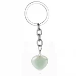 Natural Heart Stone Rose Quartz Keychain Crystal Healing Energy Opall Key Chain Ring On Bag Jewelry Wedding Party Gift - Image 3