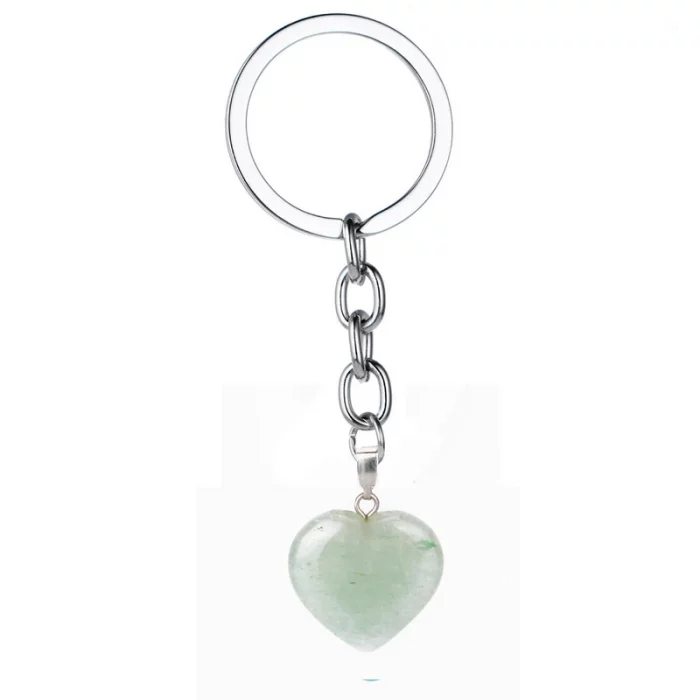Natural Heart Stone Rose Quartz Keychain Crystal Healing Energy Opall Key Chain Ring On Bag Jewelry Wedding Party Gift - Image 3