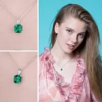 JewelryPalace Simulated Nano Green Emerald Created Ruby 925 Sterling Silver Pendant Necklace Women Gemstone Solitaire No Chain - Image 4