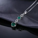 JewelryPalace Created Nano Emerald 925 Sterling Silver Pendant Necklace for Woman Fashion Jewelry Trendy Party Gift No Chain - Image 5