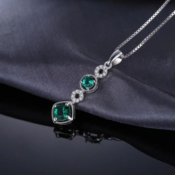 JewelryPalace Created Nano Emerald 925 Sterling Silver Pendant Necklace for Woman Fashion Jewelry Trendy Party Gift No Chain - Image 5