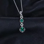 JewelryPalace Created Nano Emerald 925 Sterling Silver Pendant Necklace for Woman Fashion Jewelry Trendy Party Gift No Chain - Image 3