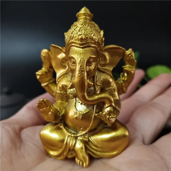 Gold Lord Ganesha Statue Buddha Elephant hindu God Sculpture Figurines Resin Home Garden Decoration Buddha Statues For House - Image 7