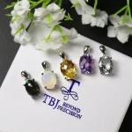 Multi ov 7*9mm Gemstone Pendant ,simple design black opal neckalce aquamarine pendant labradorite pendant 925 sterling silver - Image 3