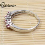 Hotsale Silver Ruby Engagement Ring for Woman 100% 2mm * 4mm Natural Ruby Ring 925 Sterling Silver Ruby Wedding Ring - Image 5