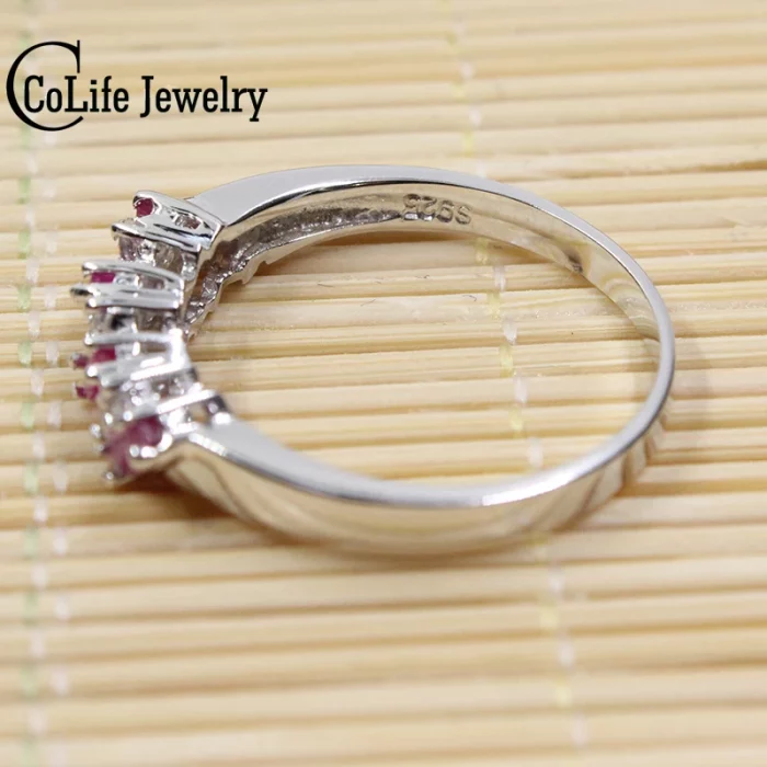 Hotsale Silver Ruby Engagement Ring for Woman 100% 2mm * 4mm Natural Ruby Ring 925 Sterling Silver Ruby Wedding Ring - Image 5