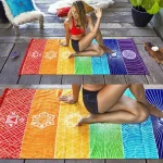 Rainbow Boho Beach Mat Mandala Blanket Striped Wall Hanging Tapestry Scarf Yoga Mat PRE Tapestries - Image 2