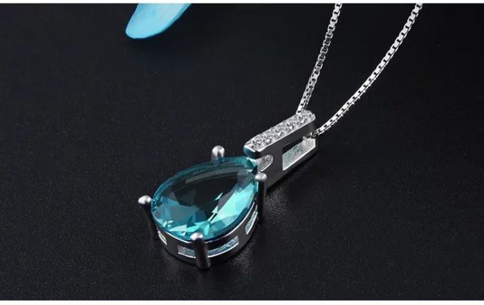Natural Blue Topaz Pendant S925 Sterling Silver Aquamarine Carat Fashion Necklace Wedding Bizuteria Pierscionki Pendant Women - Image 6