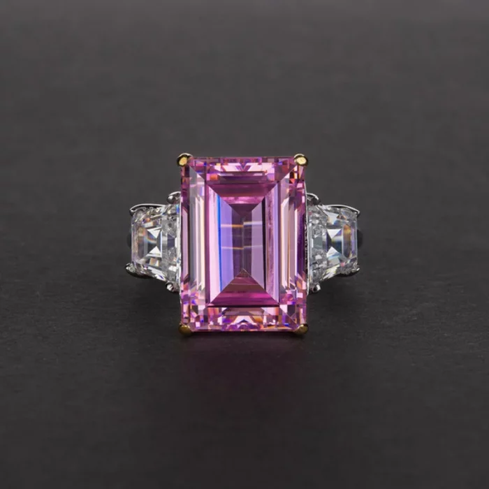 Wong Rain Vintage 925 Sterling Silver Emerald Cut Lab Sapphire Gemstone Wedding Engagement Ring Fine Jewelry Wholesale - Image 3