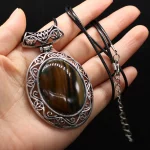 Natural Stone Pendant Oval Shape Lapis lazuli Crystal Ladies Fashion Pendants Necklace Leather Rope Chain Jewelry Making - Image 5