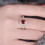 Classic natural ruby Red Stone Rings for Women 925 Sterling Silver Fashion Anniversary Jewelry For girls Christmas Day Gift - Image 3