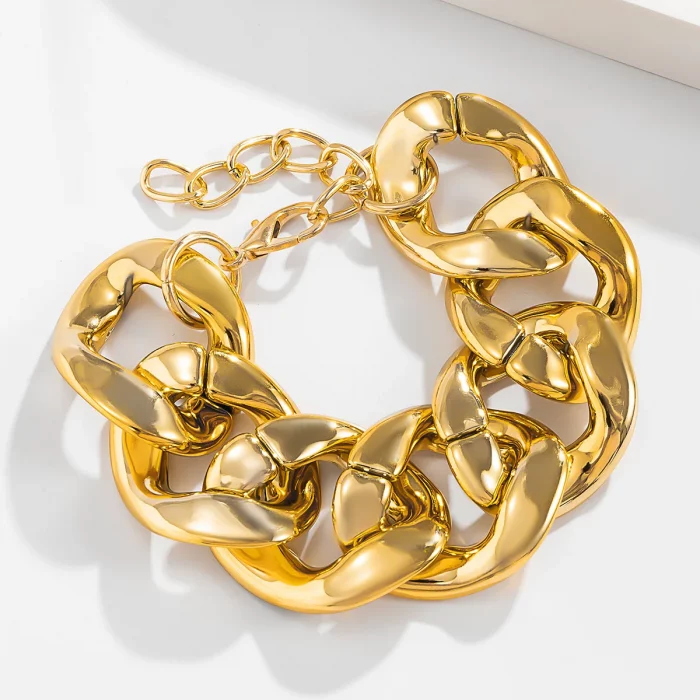 Retro Simple Hip Hop Thick Link Chain Bracelet Women's CCB Material Exaggerated Cool Twist Thicks Bracelets Glamour Girl Jewelry - Image 7