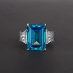 Wong Rain Vintage 925 Sterling Silver Emerald Cut Lab Sapphire Gemstone Wedding Engagement Ring Fine Jewelry Wholesale - Image 5