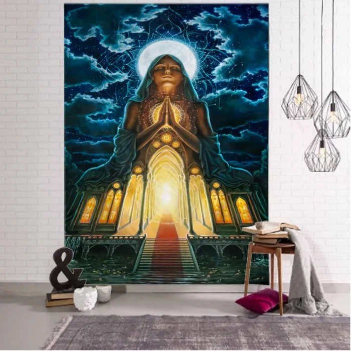 Indian Buddha Mandala Tapestry Meditation Art Printed Wall Tapestry Hippie Psychedelic Bohemian Wall Art Deco Yoga Mat - Image 7