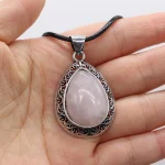 Natural Malachites Lapis Lazulis Pendant Necklace Water Drop Shape Agates Pendant Necklace for Jewelry Necklace Length 55+5cm - Image 4