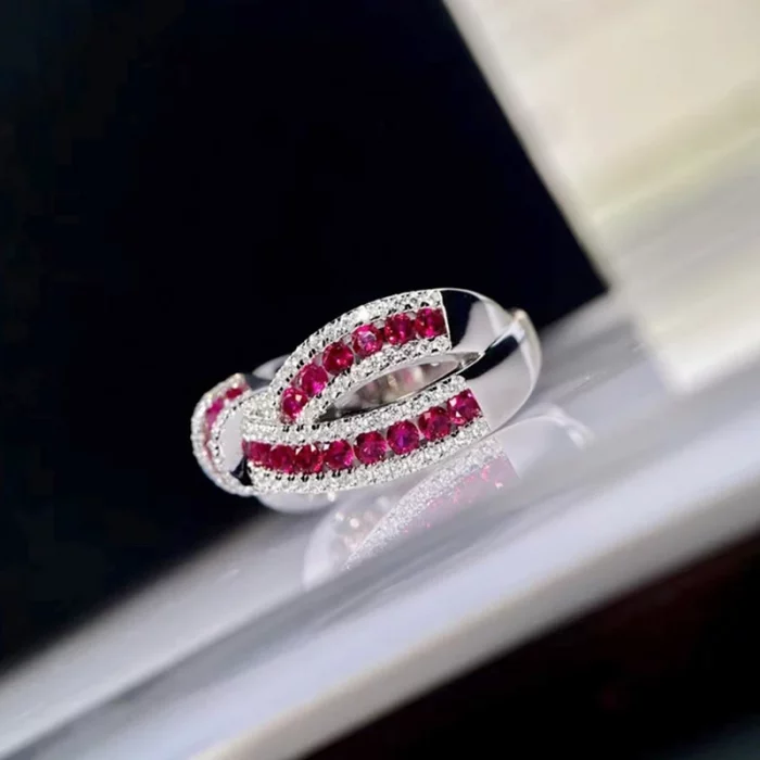 Luomansi Natural Ruby Bow Gemstone Ring S925 Sterling Silver Romantic Woman Anniversary Party High Jewelry - Image 5