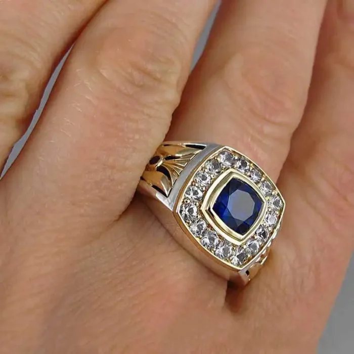 Luxury 925 Ring for Men Natural 2 Carat Sapphire with Diamond Jewelry Anillos De Bizuteria Anillos Gemstone Rings Box - Image 6
