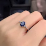 YULEM Hot Sale Fashion Design Silver Sapphire Rings for Women Solid 925 Silver Sapphire Ring 0.5 Ct Natural Sapphire Gemstone - Image 3