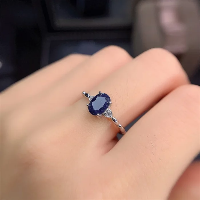 YULEM Hot Sale Fashion Design Silver Sapphire Rings for Women Solid 925 Silver Sapphire Ring 0.5 Ct Natural Sapphire Gemstone - Image 3