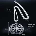Pagan Amulet Helmet Awe Aegishjalmur Viking Compass Talisman Scandinavian Vegvisir Stainless Steel Necklaces Jewelry N3033S03 - Image 5