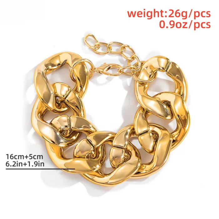 Retro Simple Hip Hop Thick Link Chain Bracelet Women's CCB Material Exaggerated Cool Twist Thicks Bracelets Glamour Girl Jewelry - Image 5