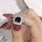 6 style Real 100% 925 Sterling Silver Rings finger Jewelry Eternal natural Blue Sapphire Wedding Engagement Ring for Women - Image 2