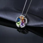 JewelryPalace 2.6ct Genuine Blue Topaz Amethyst Citrine Garnet Peridot 925 Sterling Silver Pendant Necklace for Woman No Chain - Image 4
