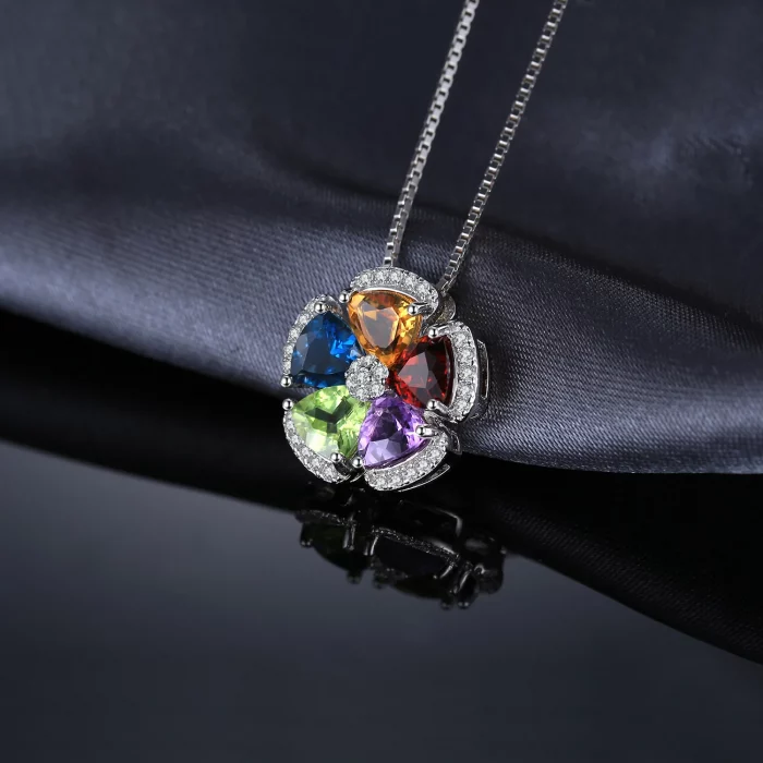 JewelryPalace 2.6ct Genuine Blue Topaz Amethyst Citrine Garnet Peridot 925 Sterling Silver Pendant Necklace for Woman No Chain - Image 4
