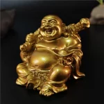 Golden Laughing Buddha Statue Chinese Feng Shui Lucky Money Maitreya Buddha Sculpture Figurines Home Garden Decoration Statues - Image 5