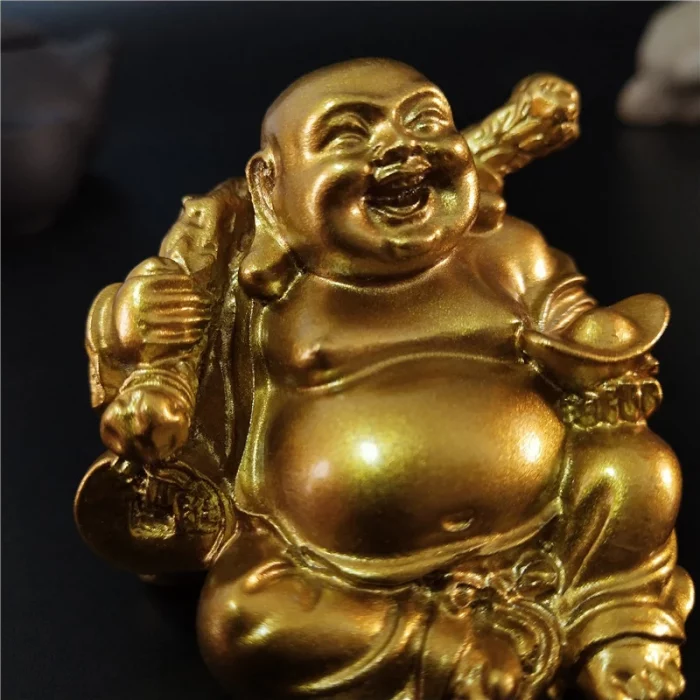 Golden Laughing Buddha Statue Chinese Feng Shui Lucky Money Maitreya Buddha Sculpture Figurines Home Garden Decoration Statues - Image 7