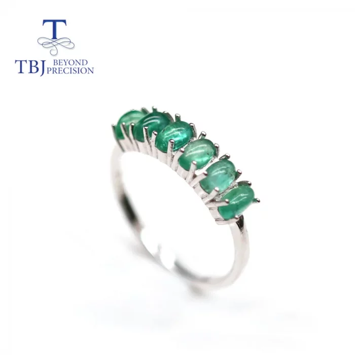 TBJ,Natural zambia green emerald Ring oval 3*5mm 1.8ct real gemstone jewelry 925 sterling silver for women mom wife gift - Image 5