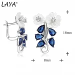 Laya Earrings For Women High Quality Blue Zircon Natural Shell Flower 925 Sterling Silver Clip Earrings Trendy Jewelry - Image 6