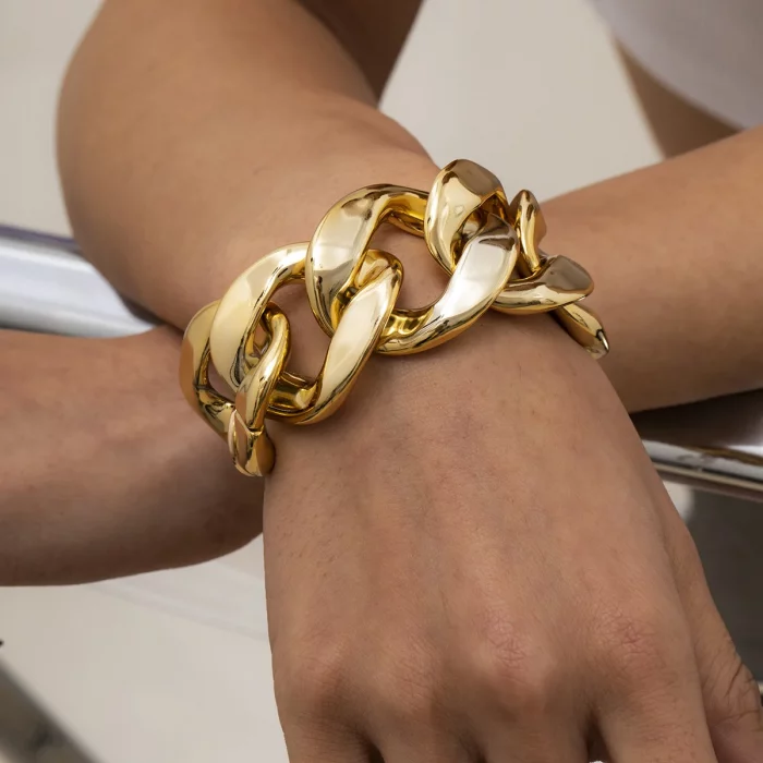 Retro Simple Hip Hop Thick Link Chain Bracelet Women's CCB Material Exaggerated Cool Twist Thicks Bracelets Glamour Girl Jewelry - Image 2