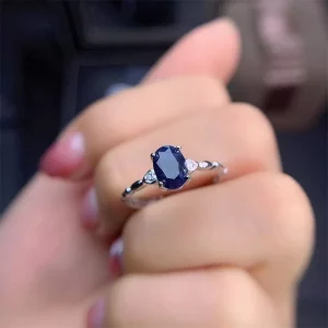 Hot Sale Fashion Design Silver Sapphire Rings for Women Solid 925 Silver Sapphire Ring Natural Sapphire Gemstone