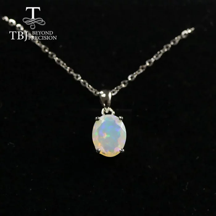 Multi ov 7*9mm Gemstone Pendant ,simple design black opal neckalce aquamarine pendant labradorite pendant 925 sterling silver - Image 2