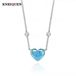 100% 925 Real Silver 10*12mm Heart-Shaped Aquamarine High Carbon Diamond Pendant Necklace for Women Wedding Party Fine Jewelry - Image 2