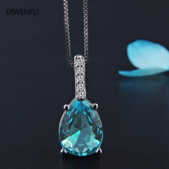 Natural Blue Topaz Pendant S925 Sterling Silver Aquamarine Carat Fashion Necklace Wedding Bizuteria Pierscionki Pendant Women - Image 4